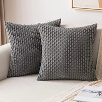 Vente Flash Housse de Coussin Douce en Velours Polyester et Velours Côtelé, Unie Colorée, Décoration de Maison pour Canapé