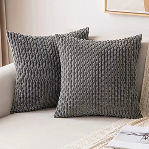 Diskon besar sarung bantal beludru poliester LEMBUT sarung bantal sofa dekoratif rumah warna-warni polos beludru korduroi - Product Image 2