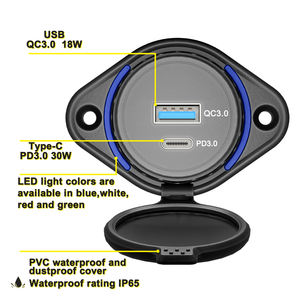 <span class=keywords><strong>Chargeur</strong></span> rapide personnalisé à montage sur panneau 3.0 avec 2 ports USB-A QC3.0 et Type-C PD3.0, prise de <span class=keywords><strong>chargeur</strong></span> de voiture <span class=keywords><strong>12V</strong></span> 24V pour <span class=keywords><strong>camping</strong></span>-<span class=keywords><strong>car</strong></span> - Product Image 3