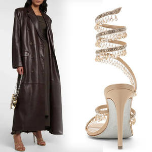 Luxury Women Banquet Party Women Stiletto Sandals Women Diamonds Ankle Wrap Straps Fashionable and versatile Open Toe High <b>Heel</b> - Product Image 4