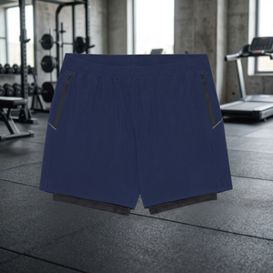 Shorts de course bleus pour hommes, taille élastique, respirants, tissés, légers, pour la gym, l'entraînement, le sport, décontractés, vêtements de sport d'été - Product Image 2