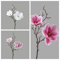 PL26142 Branche de Magnolia Artificielle 48-49,5 cm, Tige de Fleur de Magnolia avec Boutons pour Décoration Florale Maison et Mariage