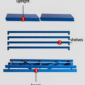 מדפי אחסון מתכת למחסן, 4 שכבות מתכווננות, 2000*600*2000 מ\\\"מ, מדף אחסון בינוני - Product Image 6