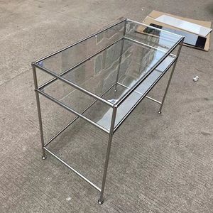 High-End Single <b>Nail</b> Art <b>Table</b> Modern Light Luxury Design with Chair Set Made of Stainless Steel Frame - Product Image 6
