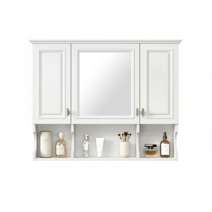 Modern 35 In X 28 In Wall Mounted <b>Bathroom</b> Medicine <b>Cabinet</b> <b>With</b> <b>Mirror</b> Open Shelves For <b>Bathroom</b> Storage - Product Image 1