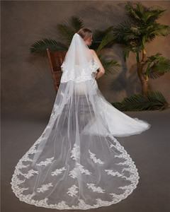 2020 nouveau voile de mariée long traînant en dentelle appliqué 3 m voile de mariée princesse de mariage article n ° HL80 - Product Image 3