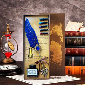 Antique Ballpoint Pen Set 0.5mm Plastic <b>Writing</b> Tool with Map Decorated <b>Box</b> Black Ink China - Product Image 2