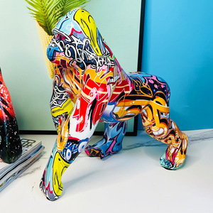 Creative Resin Crafts Home Office TV Cabinet Office Tabletop Decoration Colorful <strong>Gorilla</strong> Statue Decorative Ornament - Product Image 3