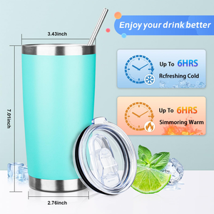 20oz Tumbler Stainless Steel Insulated Double Wall Travel Tumbler Durable Coffee Mug Powder Coated Thermal <b>Cup</b> with Sliding Lid - Product Image 3