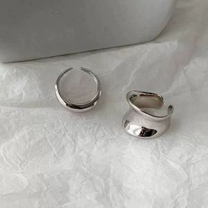 LT-844 versione coreana singolo anello sottile S925 argento concavo-convesso liscio aperto-Top elegante Hip-Hop dito indice - Product Image 3