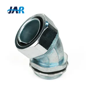 JAR free samples IP68 waterproof electrical cable conduit fitting 45 elbow metal flexible conduit connector