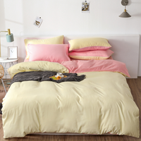 Vente en gros housse de couette simple duo draps en lin ensemble de literie trois pièces en polyester housse de couette à panneau solide à double couleur