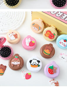 Brosse à cheveux pliante pour enfants avec <span class=keywords><strong>miroir</strong></span> outils cosmétiques peigne à coussin d'air brosse de massage peigne de coiffage du cuir chevelu peigne pliant - Product Image 5