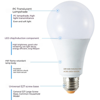 Bombilla LED con sensor de movimiento 9W A19 con detección infrarroja PIR AC170-265V E27/B22