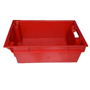 Cheap stacked and nested plastic container box for meat and fish