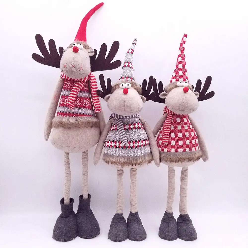 New Style 39" Christmas Home Decor Standing Desk Decorations Plush Elk Reindeer Gnomes