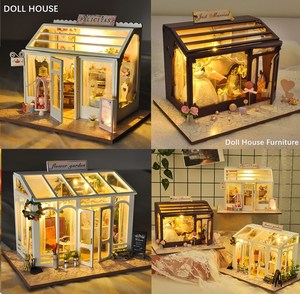 Mini maison européenne maison de poupée <span class=keywords><strong>Miniature</strong></span> bricolage maison de poupée <span class=keywords><strong>en</strong></span> <span class=keywords><strong>bois</strong></span> ensemble de meubles pour enfants - Product Image 4