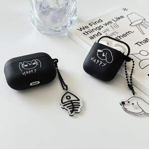 เคสดีไซน์รูปสัตว์เลี้ยงมีความสุขสำหรับ airpods Pro/1/2/3พวงกุญแจรูปปลาสุนัขแมว TPU สไตล์ใช้ได้ทั้งชายและหญิง - Product Image 1