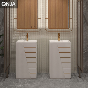 Venta Directa de Fábrica, Lavabo <span class=keywords><strong>Independiente</strong></span> Integrado para Baño, Lavabo <span class=keywords><strong>Independiente</strong></span> con Base de Piedra Artificial, Lavamanos para Hotel - Product Image 5