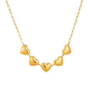 Stainless Steel Heart Shaped Gold Plated Chain Necklace For Women Gift Jewelry - Product Image 5