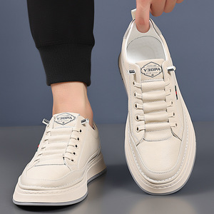 Zapatillas Deportivas de Piel Blancas para Hombre, con Punta Redonda, con Cordones, Transpirables, Casuales, para Primavera - Product Image 3