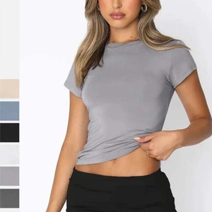 Camiseta de Manga Corta para Mujer, Estilo Casual, Cuello Redondo, Transpirable, Combinable con Todo, Nueva Moda 2025 - Product Image 1