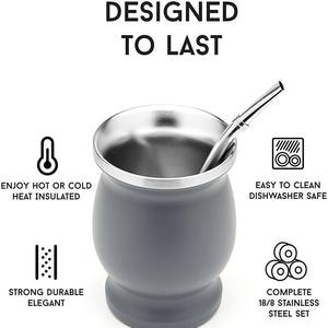 Taza de <span class=keywords><strong>Mate</strong></span> Argentina de Acero Inoxidable de Doble Pared de 8oz con Logotipo de Marca Personalizado, Aislamiento Térmico, Portátil para Fiestas - Product Image 4