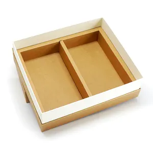 ढक्कन के साथ कस्टम ब्राउन उपहार बॉक्स, वाइन, कॉस्मेटिक के लिए लोकप्रिय दो डिब्बे पेपर बॉक्स