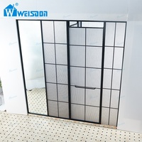 Porte de douche pivotante en verre trempé laminé 5 mm + 5 mm certifiée SGCC, avec cadre en aluminium noir mat pour hôtel
