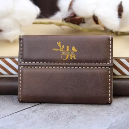 Wholesale Custom Logo Blank Laserable Leatherette PU Leather Business Credit Card Holder Case With Magnetic Closure