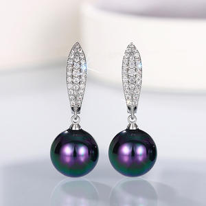 Pendientes Colgantes OIN FnsiNTB Plateados con Imitación de Perla, Bola de Cristal y Diamantes de Imitación, para Mujer, Modernos y a la Moda para Fiestas - Product Image 4