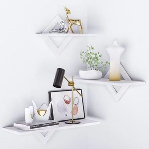 حمام غرفة نوم على الطراز البسيط لغرفة المعيشة من 3 رف أسود جداري من النباتات الخشبية - Product Image 3