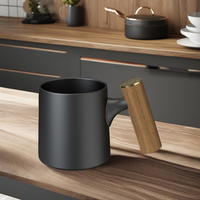Mug à café en porcelaine de haute qualité avec poignée en bois, style moderne et luxueux, écologique, capacité de 450 ml