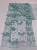 NI.AI Nouveau tissu en dentelle 3D fleurie perlée avec perles brodées et sequins pour robes de mariée et matériaux de confection pour filles