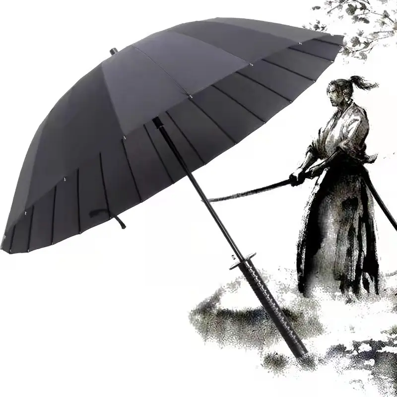 일본 사무라이 우산 강한 Windproof 세미 자동 긴 우산 큰 남자와 여자의 비즈니스 우산 망 파라과이