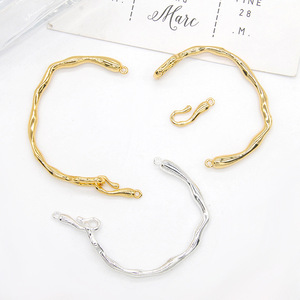 Irregular <b>Bangle</b> Oval Vintage Clasp 18K Gold Plated <b>Copper</b> DIY Jewelry Accessory Unisex Fashion Bracelet Material - Product Image 2