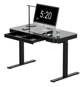 Ergonomic văn phòng thời trang nhà Morden mát mẻ Bảng điều khiển điện có thể điều chỉnh chiều cao kính đứng bàn với 2 nâng cột - Product Image 3