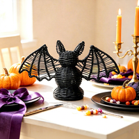 Panier de rangement multi-usages tissé à la main, écologique, avec motif chauve-souris sur le thème d'Halloween, pour salon, cuisine et entrée