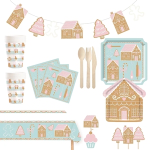 Juego de Platos de Papel con Diseño de Casa de Jengibre Damai, Vajilla Desechable para Fiestas Navideñas y Celebraciones - Product Image 1