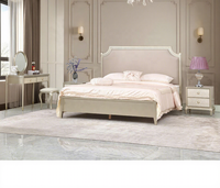 Lit double moderne de luxe léger américain en bois de hêtre massif avec tête de lit en cuir extensible, mobilier de maison pour appartement, hôtel, hôpital