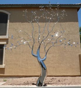 <span class=keywords><strong>Sculpture</strong></span> d'arbre décorative en acier inoxydable, statue d'art d'arbre en acier inoxydable pour l'extérieur du parc - Product Image 4
