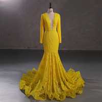 Paillettes scintillantes sirène fille noire bleu royal robes de bal à manches longues pure col plongeant soirée robe de bal robes de bal