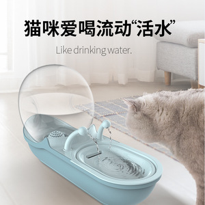 Fontaine à eau pour animaux de compagnie, circulation automatique avec système de filtration pour chats et chiens, design ovale en plastique - Product Image 2