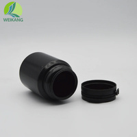 Flacon de médicament en plastique noir de qualité pharmaceutique, 60 ml, 100 ml, design à large ouverture