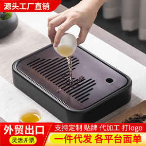 Plateau à thé de style chinois en gros d'usine, plateau à thé en bambou très vendu, matériau naturel, table à thé pour infusion à sec, un incontournable pour - Product Image 5