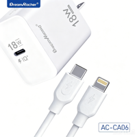 Chargeur rapide PD 18W Type-C Prise EU/US Entrée AC 100-240V Câble de 1 mètre pour téléphone portable Montre connectée Ordinateur portable & Appareil photo 5V/3A