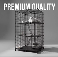 Cage pour chat et parc pour animaux de compagnie en fil de fer, écologique, carrée, pliable, de luxe, style antique, moderne et classique, avec fermeture à bouton simple, échelle et plateau