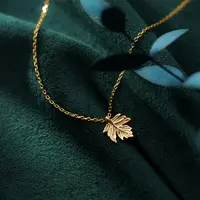 925 فضة مابل ليف قلادة قلادة 18K سلسلة مطلية بالذهب حزب Collares القلائد غرامة مجوهرات للنساء