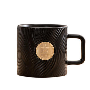 Taza <span class=keywords><strong>de</strong></span> café <span class=keywords><strong>de</strong></span> cerámica con logotipo personalizable con sello <span class=keywords><strong>de</strong></span> cobre a rayas Taza para beber - Product Image 2