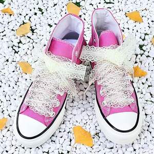 3cm mode gaya antik Logo khusus bunga tali sepatu renda datar warna-warni tali sepatu Satin pita mewah dekoratif tali sepatu untuk Sneakers - Product Image 4